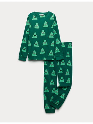 Marks & Spencer Yılbaşı Ağacı Desenli Pijama Takımı