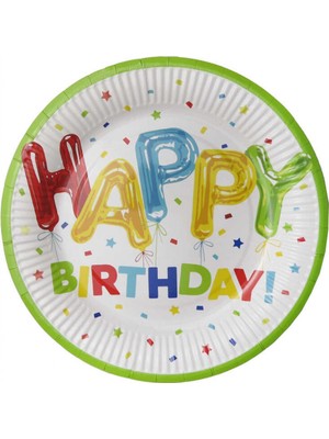 Hayaller Dükkanı Tabak Happy Bırthday Balon Karton 300 gr 23CM Pk:8