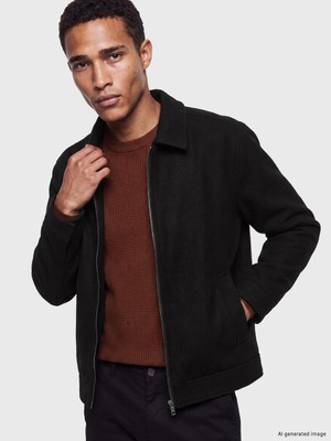 Lc Waikiki Yeni Sezon Siyah Regular Fit Gömlek Yaka Erkek Mont
