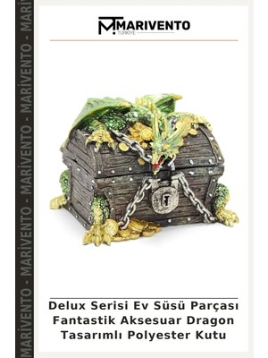 Delux Serisi Ev Süsü Parçası Fantastik Aksesuar Dragon Tasarımlı Polyester Kutu