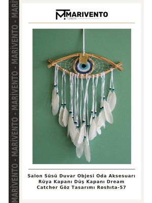 Salon Süsü Duvar Objesi Oda Aksesuarı Rüya Kapanı Düş Kapanı Dream Catcher Göz Tasarımı Roshıta-57
