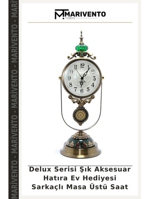 Delux Serisi Şık Aksesuar Hatıra Ev Hediyesi Sarkaçlı Masa Üstü Saat