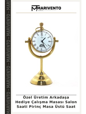 Özel Üretim Arkadaşa Hediye Çalışma Masası Salon Saati Pirinç Masa Üstü Saat