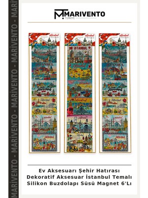 Ev Aksesuarı Şehir Hatırası Dekoratif Aksesuar Istanbul Temalı Silikon Buzdolapı Süsü Magnet 6'lı