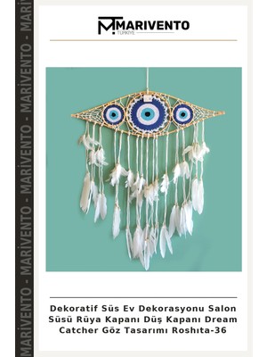 Dekoratif Süs Ev Dekorasyonu Salon Süsü Rüya Kapanı Düş Kapanı Dream Catcher Göz Tasarımı Roshıta-36