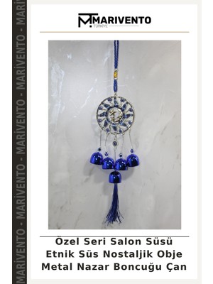 Özel Seri Salon Süsü Etnik Süs Nostaljik Obje Metal Nazar Boncuğu Çan