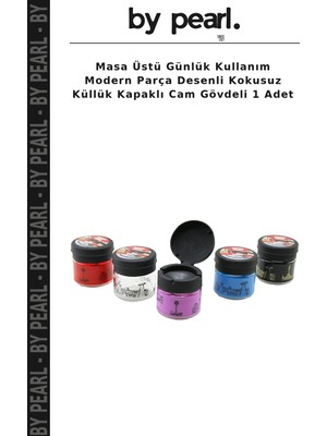 Masa Üstü Günlük Kullanım Modern Parça Desenli Kokusuz Küllük Kapaklı Cam Gövdeli 1 Adet