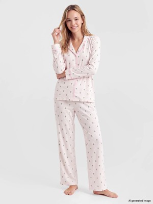 Lc Waikiki Yeni Sezon Pembe Yılbaşı Temalı Kadın Pijama Takım