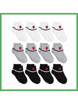 Astraltech Kadın Çilek Desenli Kısa Konç Çorap 12'li Paket, %80 Pamuklu Dikişsiz Burun, Nefes Alan Yumuşak Bilek Çorabı, Siyah Beyaz Gri · Beden: 36-40 · Renk: Çok Renkli 12 Li Bezoss