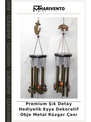 Premium Şık Detay Hediyelik Eşya Dekoratif Obje Metal Rüzgar Çanı