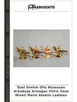 Özel Üretim Ofis Aksesuarı Arkadaşa Armağan Vitrin Süsü Mineli Metal Alaatin Lambası