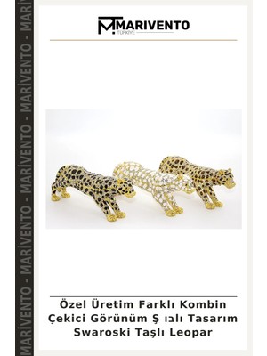 Özel Üretim Farklı Kombin Çekici Görünüm Ş ובlı Tasarım Swaroski Taşlı Leopar