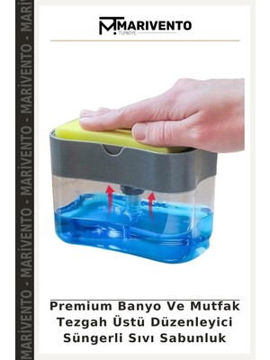 Premium Banyo ve Mutfak Tezgah Üstü Düzenleyici Süngerli Sıvı Sabunluk