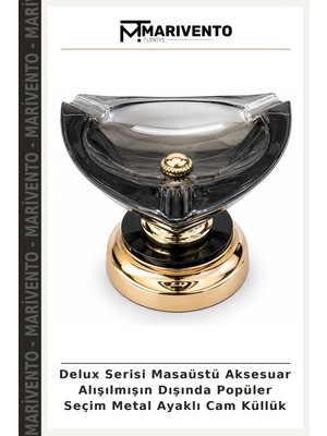 Delux Serisi Masaüstü Aksesuar Alışılmışın Dışında Popüler Seçim Metal Ayaklı Cam Küllük