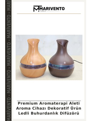 Premium Aromaterapi Aleti Aroma Cihazı Dekoratif Ürün Ledli Buhurdanlık Difüzörü