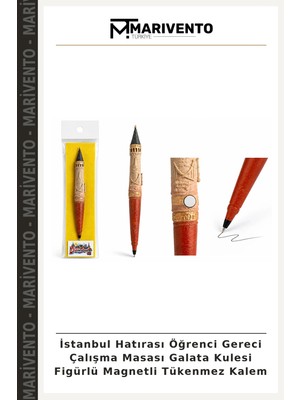 Istanbul Hatırası Öğrenci Gereci Çalışma Masası Galata Kulesi Figürlü Magnetli Tükenmez Kalem