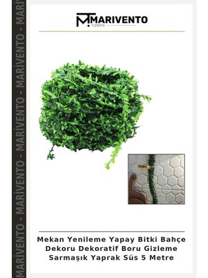 Mekan Yenileme Yapay Bitki Bahçe Dekoru Dekoratif Boru Gizleme Sarmaşık Yaprak Süs 5 Metre