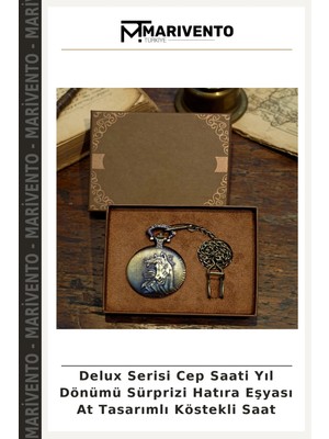 Delux Serisi Cep Saati Yıl Dönümü Sürprizi Hatıra Eşyası At Tasarımlı Köstekli Saat