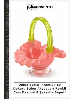 Delux Serisi Ikramluk Ev Dekoru Salon Aksesuarı Renkli Cam Dekoratif Şekerlik Sepeti