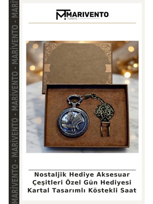 Nostaljik Hediye Aksesuar Çeşitleri Özel Gün Hediyesi Kartal Tasarımlı Köstekli Saat
