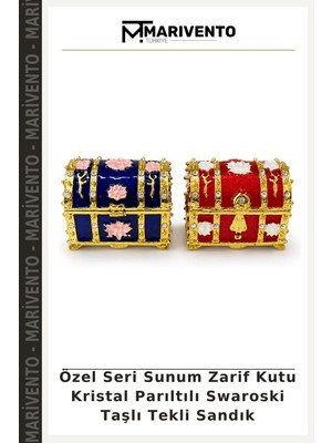 Özel Seri Sunum Zarif Kutu Kristal Parıltılı Swaroski Taşlı Tekli Sandık