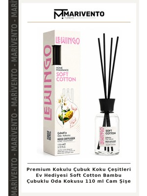 Premium Kokulu Çubuk Koku Çeşitleri Ev Hediyesi Soft Cotton Bambu Çubuklu Oda Kokusu 110 ml Cam Şişe
