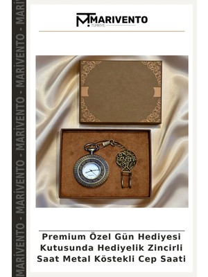 Premium Özel Gün Hediyesi Kutusunda Hediyelik Zincirli Saat Metal Köstekli Cep Saati