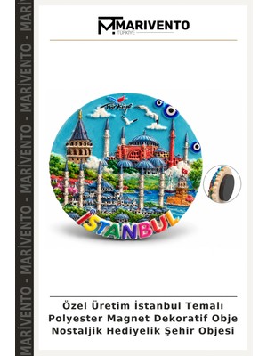 Özel Üretim Istanbul Temalı Polyester Magnet Dekoratif Obje Nostaljik Hediyelik Şehir Objesi