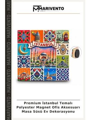 Premium Istanbul Temalı Polyester Magnet Ofis Aksesuarı Masa Süsü Ev Dekorasyonu