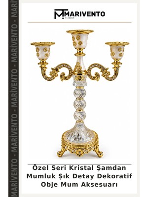 Özel Seri Kristal Şamdan Mumluk Şık Detay Dekoratif Obje Mum Aksesuarı