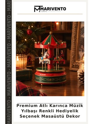 Premium Atlı Karınca Müzik Yılbaşı Renkli Hediyelik Seçenek Masaüstü Dekor