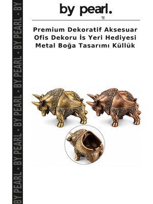Premium Dekoratif Aksesuar Ofis Dekoru Is Yeri Hediyesi Metal Boğa Tasarımı Küllük