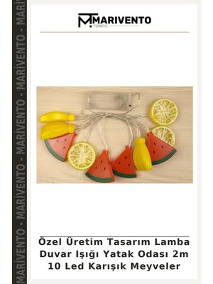 Özel Üretim Tasarım Lamba Duvar Işığı Yatak Odası 2m 10 LED Karışık Meyveler