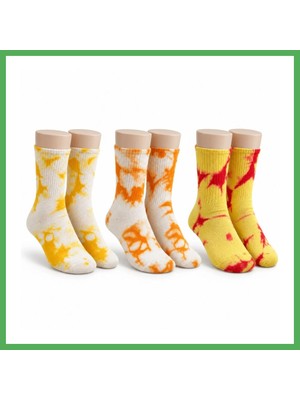 Astraltech Unisex Batik Desenli Çorap 3'lü Set Pamuklu Renkli Uzun Soket Dikişsiz Nefes Alan Günlük Spor Çorabı Bezoss