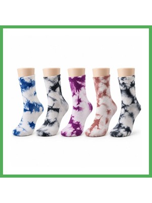 Astraltech Unisex Batik Desenli Çorap 5'li Set Pamuklu Renkli Uzun Soket Dikişsiz Nefes Alan Günlük Spor Çorabı Bezoss