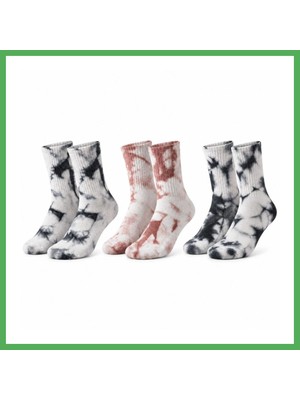 Astraltech Unisex Batik Desenli Çorap 3'lü Set Pamuklu Uzun Soket Günlük Spor Nefes Alan Dikişsiz Bezoss