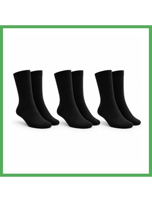 Astraltech Unisex Siyah Soket Çorap 3'lü Set Düz Basic Ribanalı Günlük Spor Esnek Rahat Uzun Çorap Konforlu Set Bezoss