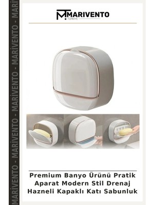 Premium Banyo Ürünü Pratik Aparat Modern Stil Drenaj Hazneli Kapaklı Katı Sabunluk