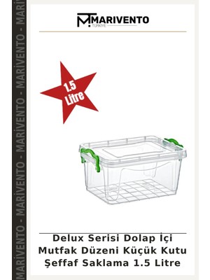 Delux Serisi Dolap Içi Mutfak Düzeni Küçük Kutu Şeffaf Saklama 1.5 Litre