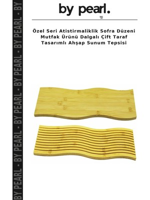 Özel Seri Atistirmaliklik Sofra Düzeni Mutfak Ürünü Dalgalı Çift Taraf Tasarımlı Ahşap Sunum Tepsisi
