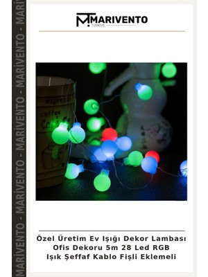 Özel Üretim Ev Işığı Dekor Lambası Ofis Dekoru 5m 28 LED Rgb Işık Şeffaf Kablo Fişli Eklemeli