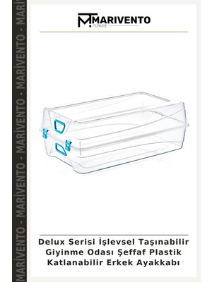 Delux Serisi Işlevsel Taşınabilir Giyinme Odası Şeffaf Plastik Katlanabilir Erkek Ayakkabı