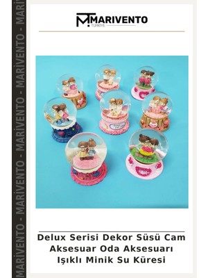 Delux Serisi Dekor Süsü Cam Aksesuar Oda Aksesuarı Işıklı Minik Su Küresi