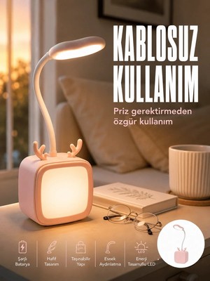 Yakup Tokatlı Moda Ytm Ayarlanabilir LED Masa Lambası Şarjlı Modern Aydınlatma