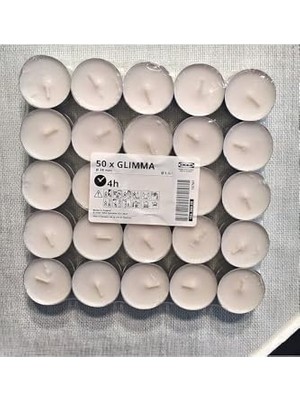Defne Store Glımma Tea Light Mum, 50'li Set, Beyaz, Kokusuz