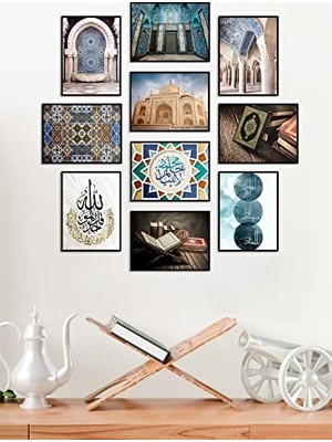 Defne Store Çerçevesiz Çerçeve Görünümlü 10 Parça Islami Mdf Tablo Seti Çoklu Çerçeve Seti Mdf Baskı ÖZC-MDF10D