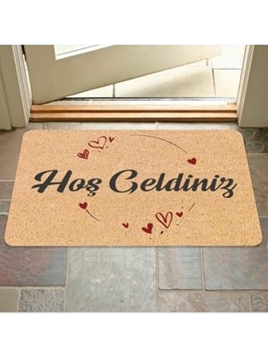 Defne Store M&h QUALITY(322) Hoş Geldiniz Yazılır Coco Görünümlü Dekoratif Dış Kapı Önü ve Iç Mekan Paspası Metalik 45 x 70