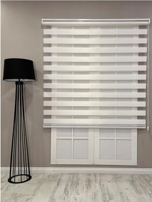 Defne Store Bambu Zebra Stor Güneşlik Perde, Beyaz, 100 x 200