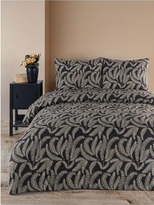 Defne Store Petit FLORETS%100 Pamuk Siyah Nevresim Takımı Çift Kişilik 200X220 Eva 200 x 220