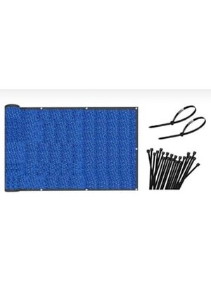 Defne Store Balkon Demiri Perdesi Mavi Korkuluk Perdesi Çit File Gölgelik Mavi 80 x 250